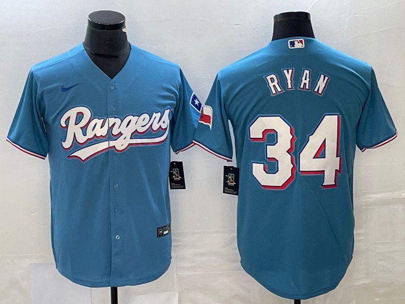 Men Texas Rangers 34 Ryan Light Blue Game Nike 2023 MLB Jersey